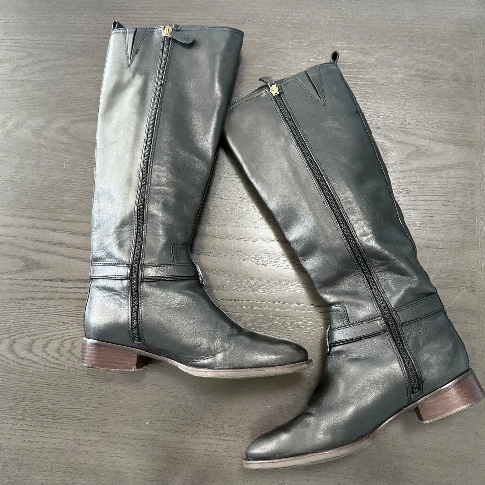 Tory Burch Black Leather Riding Boot‎ Size 9 M